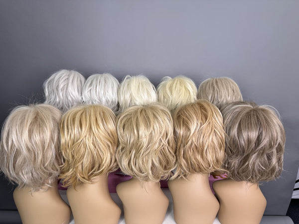 Platinum, blonde & silver blends in studio light